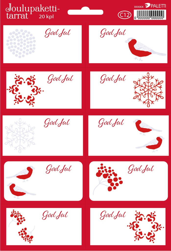 Pakettitarra R joulu 2 arkkia Palin punainen