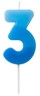 Number candle 3 blue