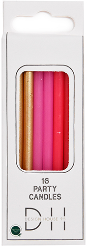 Kakkukynttilä vaalpunainen/kulta 16kpl