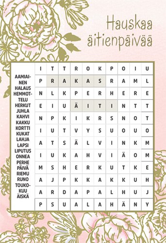 2-os äitienpäivä ristikkokortti